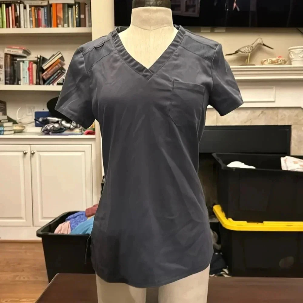 Med Couture Touch pewter gray soft scrub top size XS